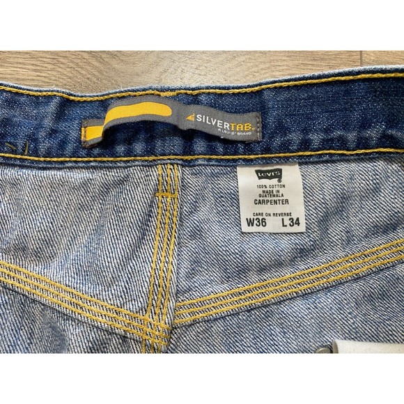 Levi's Silvertab Jeans Mens Size 36x34 Blue Denim Carpenter Wide Leg 90s Vintage - Picture 5 of 11